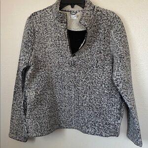 Black And White Sherpa Style Quarter Zip Jacket